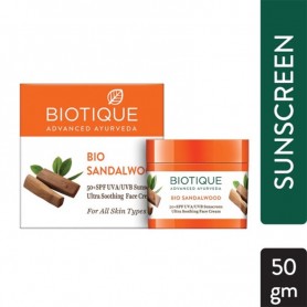 BIOTIQUE BIO SANDALWOOD 50+ SPF SUNSCREEN ULTRA SOOTHING FACE CREAM FOR ALL SKIN TYPES (50 GM)